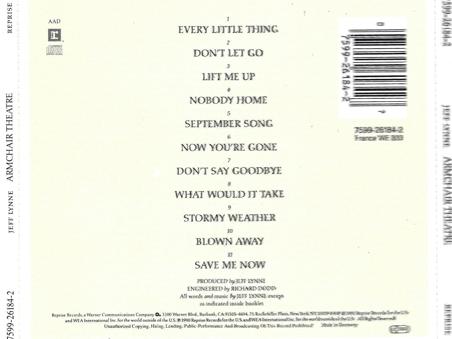 CD: CD: JEFF LYNNE - Armchair Theatre – Usato da Rotkreuz venduto da groeli69 1