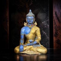 Siddharta Buddha Figur Nepal feuervergoldet Lapis Lazuli