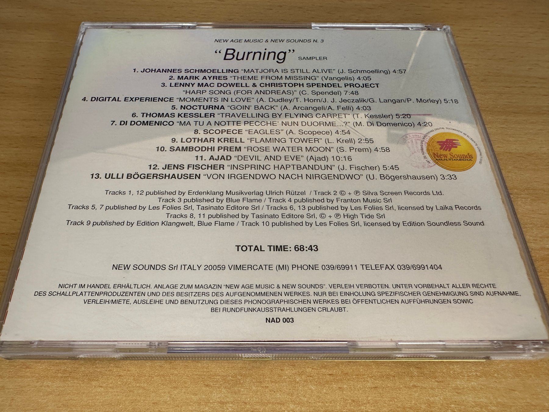 CD: Various – Burning – Usato da Rikon im Tösstal venduto da Alpenmutz 1