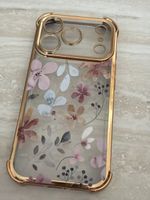 IPhone17 Case Floral Design Golden Frame - NEW