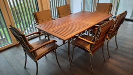 Gartentisch Set mit 6 Stühlen Holz Metall ausziehbar Siena