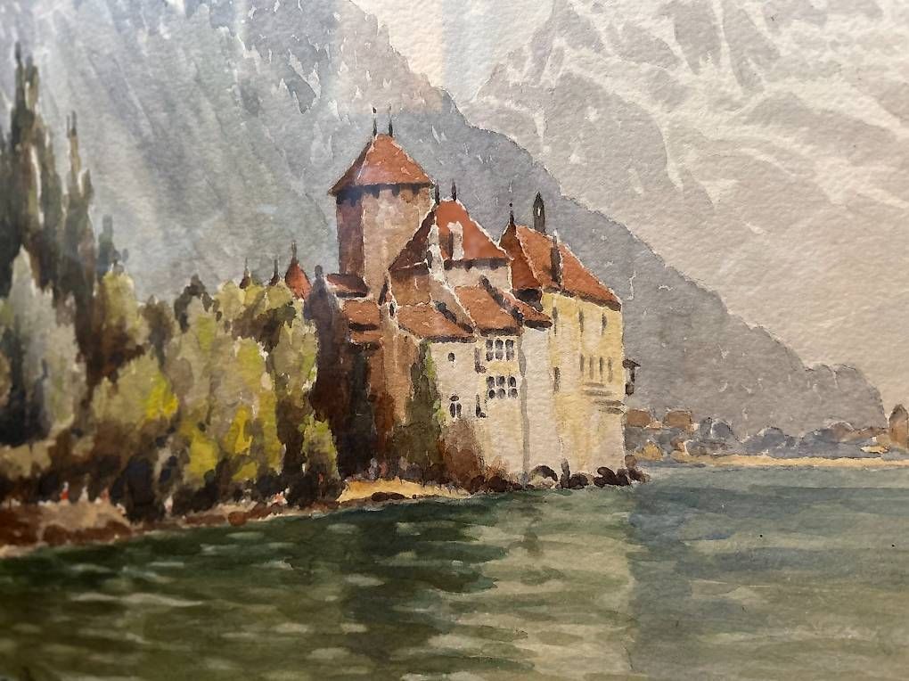 Dipinti: Aquarelle Château de Chillon – Usato da Clarens venduto da sylviethorens 1