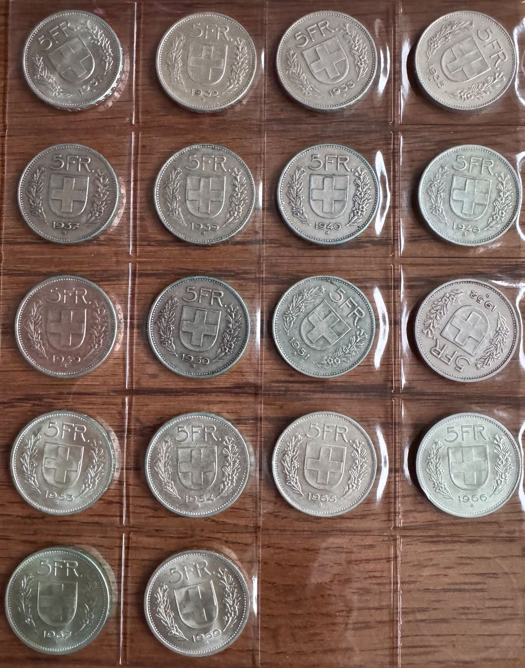 Alle Münzen: 5 Fr. Silber - Kompletset - 1931-1969 Vorz. – Gebraucht aus Ebikon von Dmasterx 7