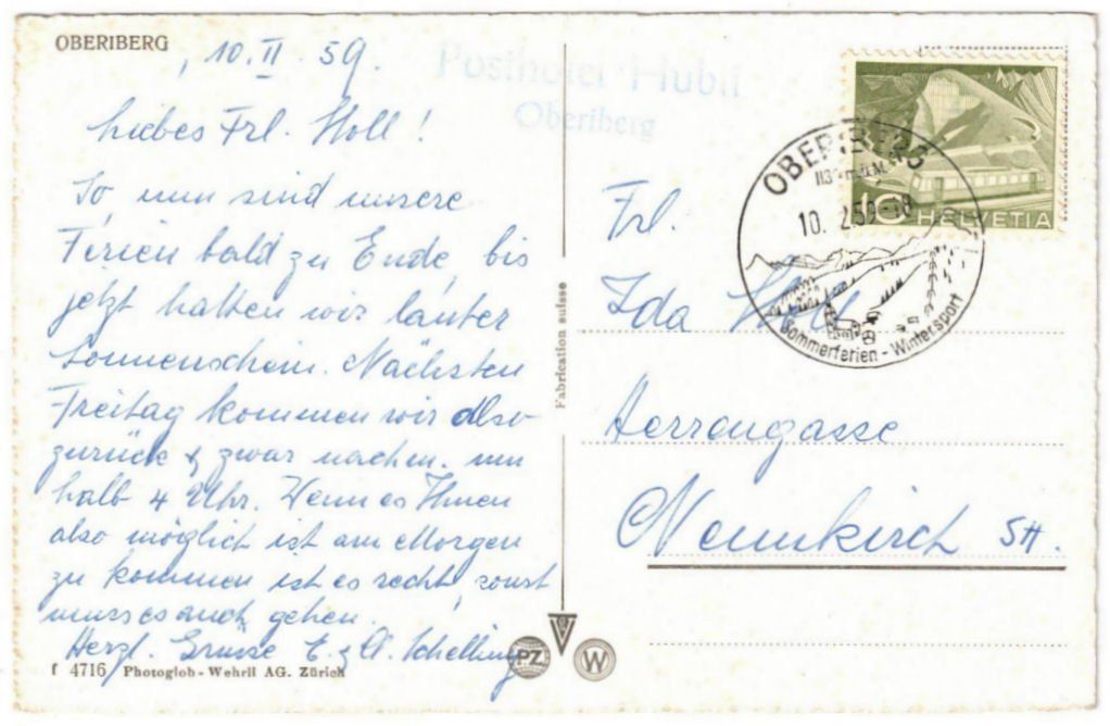 Cartoline postali: Oberiberg - Skilift – Usato da Binningen venduto da Mountainrider 1