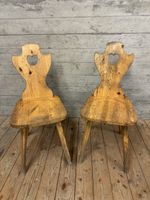 2 Rustikale Holzstühle mit Herz Stabellen Stuhl