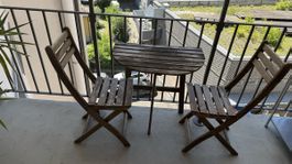 Wooden Folding Balcony Set — Table + 2 Chairs