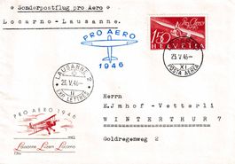 1946, Flugbeleg Pro Aero Nr. F41, Locarno-Lausanne 23.V.46