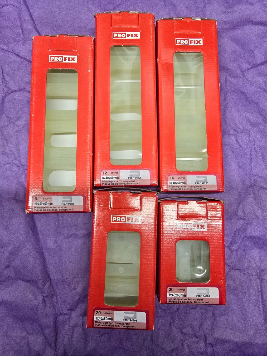 Tutti gli attrezzi: 5 Pack Profix Distanzplatten diverse Grössen – Nuovo (secondo la descrizione) da Rebstein venduto da James-Dean