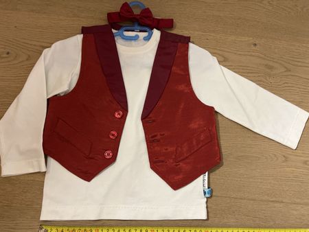 Kinder T-Shirt mit Weste, Fliege, Gr 86/92