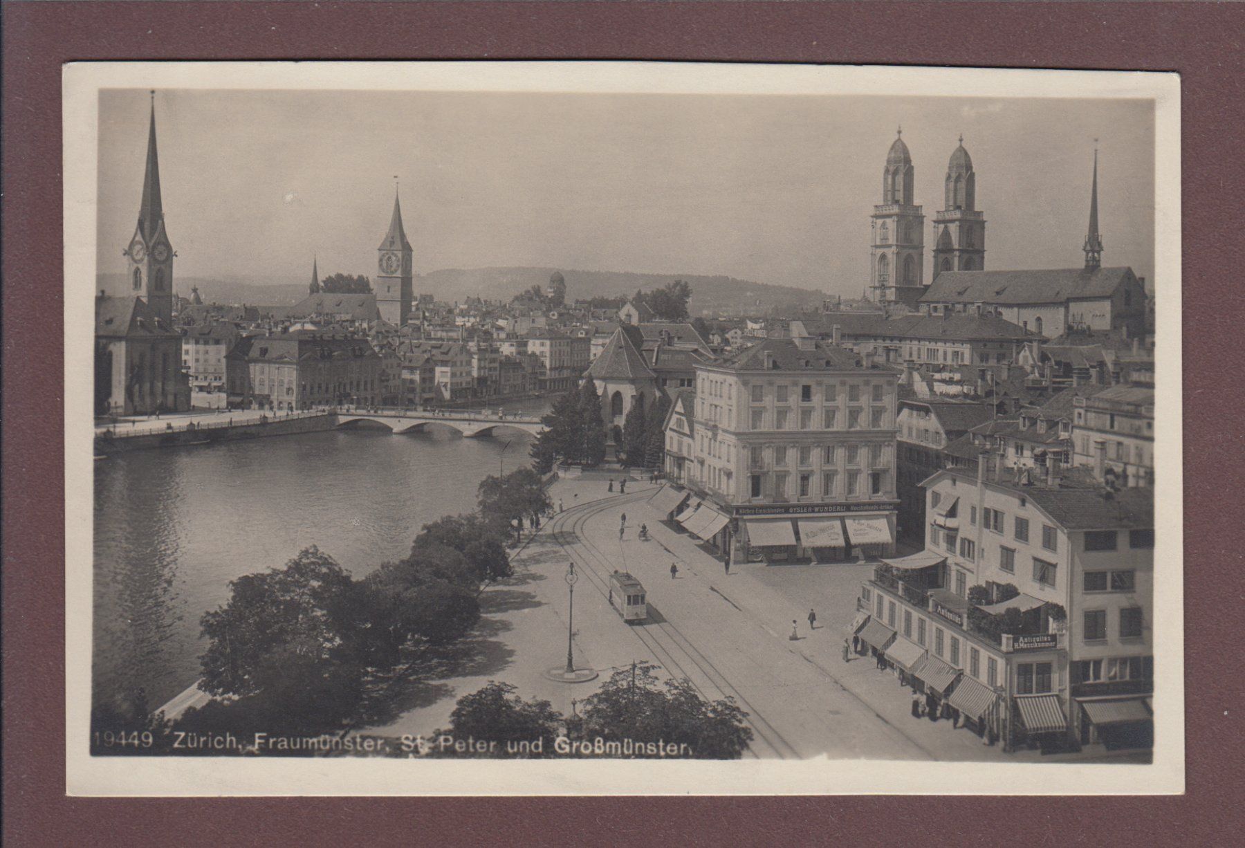 Cartoline postali: ZÜRICH - Teilansicht - Tram - 1924 – Usato da Pully venduto da nicecards