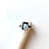Ring blau eckig rechteckig Baguette 925 Silber 49