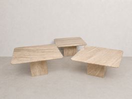 3er Set Travertin Couchtische · Vintage Italien