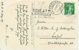 Schlatt ZH Räterschen, Balkenstempel selten 1909 sehr gut er