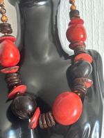Collier Ethnique Rouge et Brun - Style Bohème Chic 🌶️