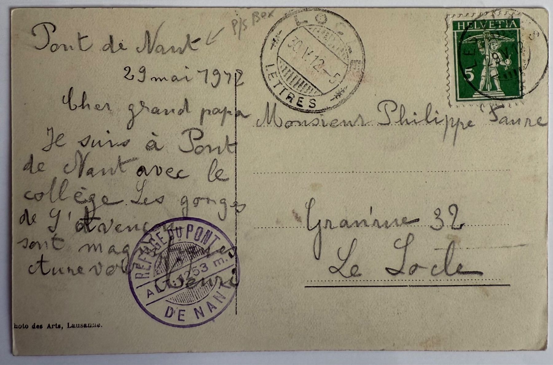 Cartoline postali: Les Plans sur Bex - Gorges de l'Avançon 1912 – Usato da Lutry venduto da Ediego 1
