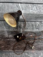 Mid Century Tischlampe Metall schwarz, Industrial 50er Lampe