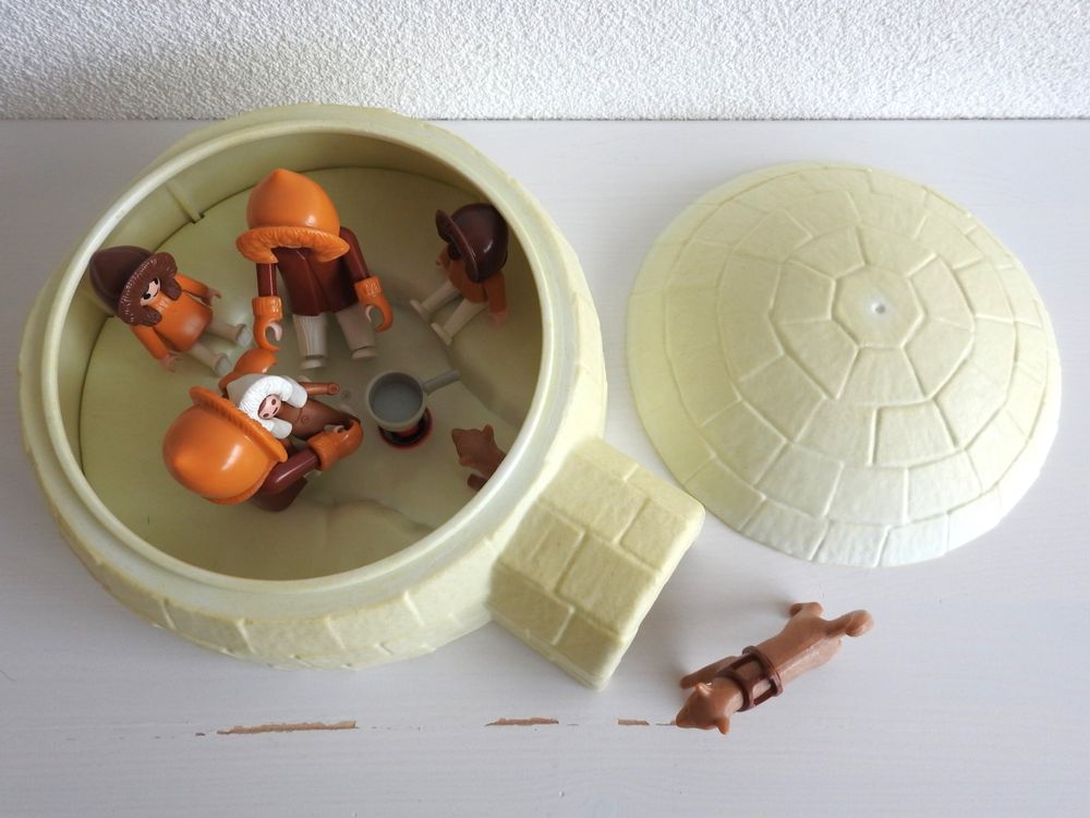 PLAYMOBIL 3465 3466 Eskimo Husky Iglou Banquise Canoë Vintage Klicky