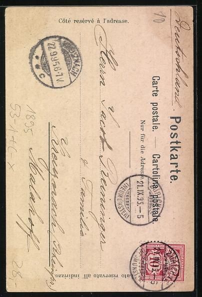 Cartoline postali: Vorläufer-Lithographie Zürich, 1895, Q – Usato da Berlin venduto da bartko-reher 1