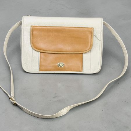Sac à bandouliere pochette Maurizio Righini cuir blanc beige