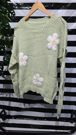 Strickpullover - 44 / XL - Blumen Design 3️⃣