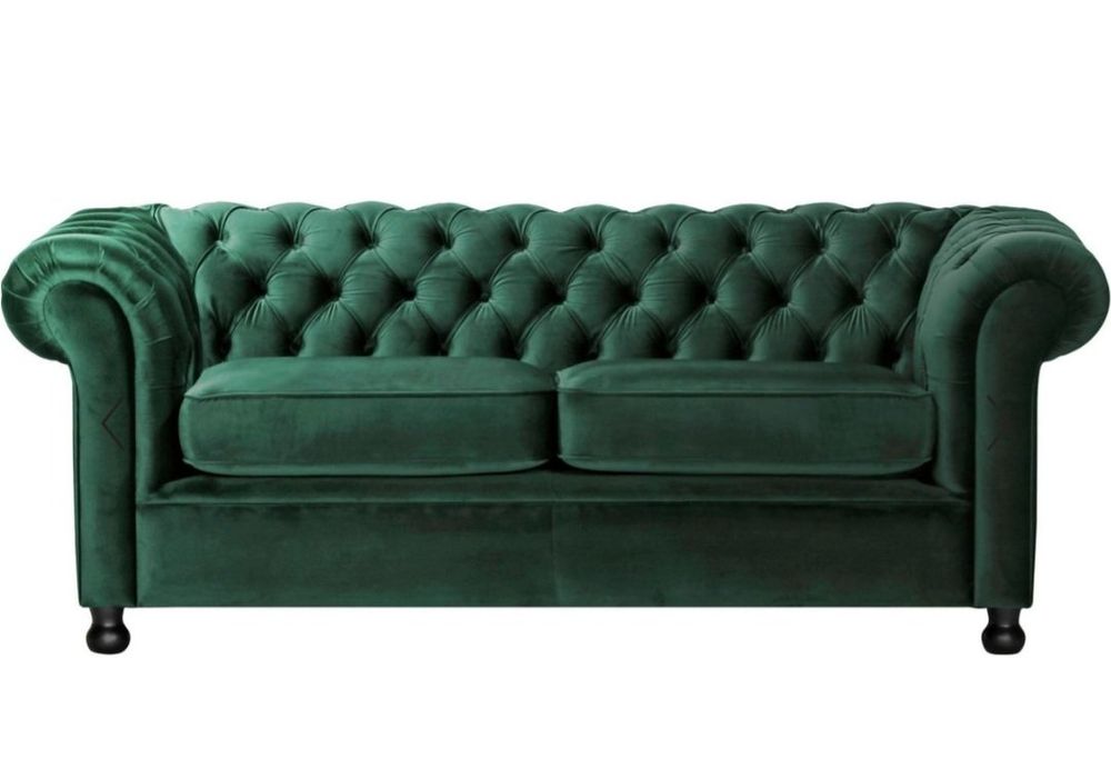 Chesterfield zweier Sofa in Samt grün | Kaufen auf Ricardo
