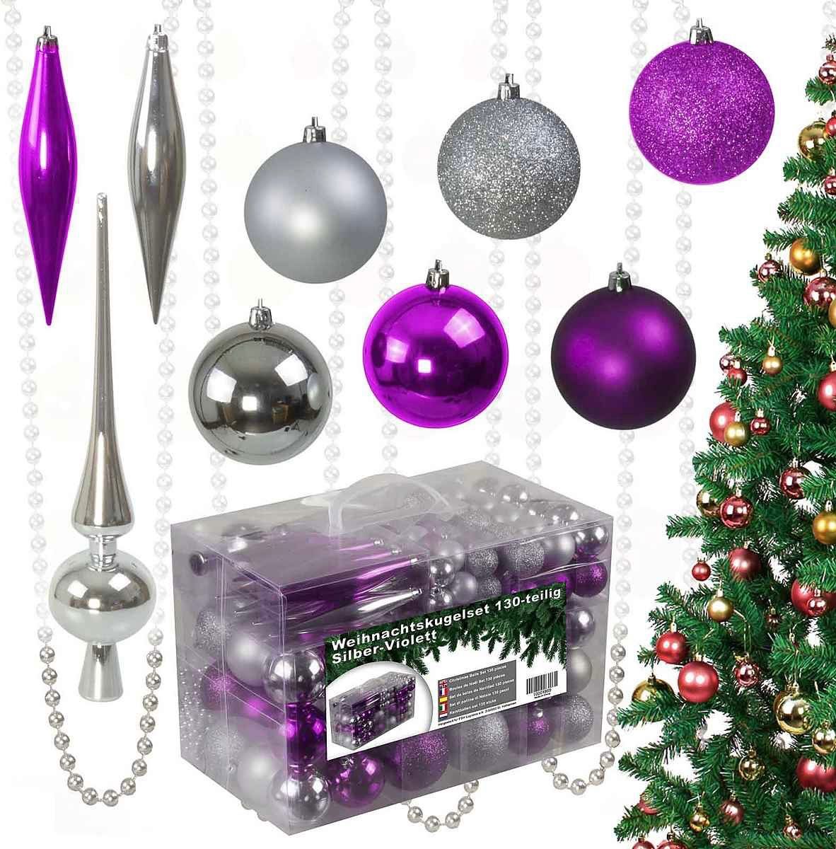 Tutte le decorazioni: Riesen Weihnachtskugelset 130 tlg Silber/Violett – Nuovo e nell'imballaggio originale da Basel venduto da Seifehuesli