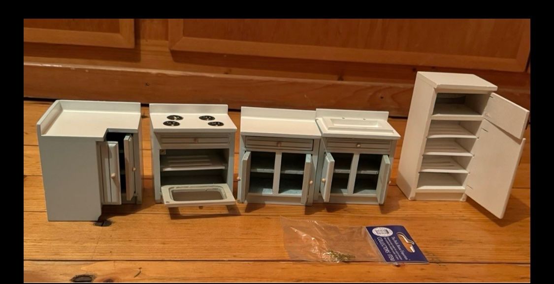 Case e mobili per bambole: Komplett Küche Hellblau Puppenhaus – Nuovo e nell'imballaggio originale da Grabs venduto da Puppestuebli 2