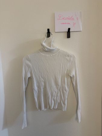 Damen Rollkragenpullover weiss gerippt guter Zustand