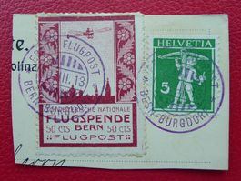 1913, BERN-BURGDORF Pionier-Vorläufer III: Briefstück, 280.-