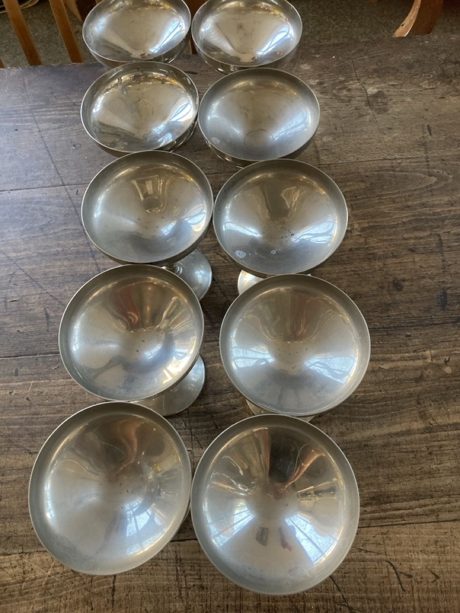 Alle Dekorationen: 10 Champagner-Coupes, versilbert  – Gebraucht aus Zürich von Mueschelmau