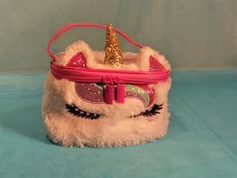 Flauschiges Einhorn Necessaire m. Henkel und Reissverschluss