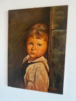 Gemälde weinendes Kind "M. Spasito" signiert Öl auf Leinwand
