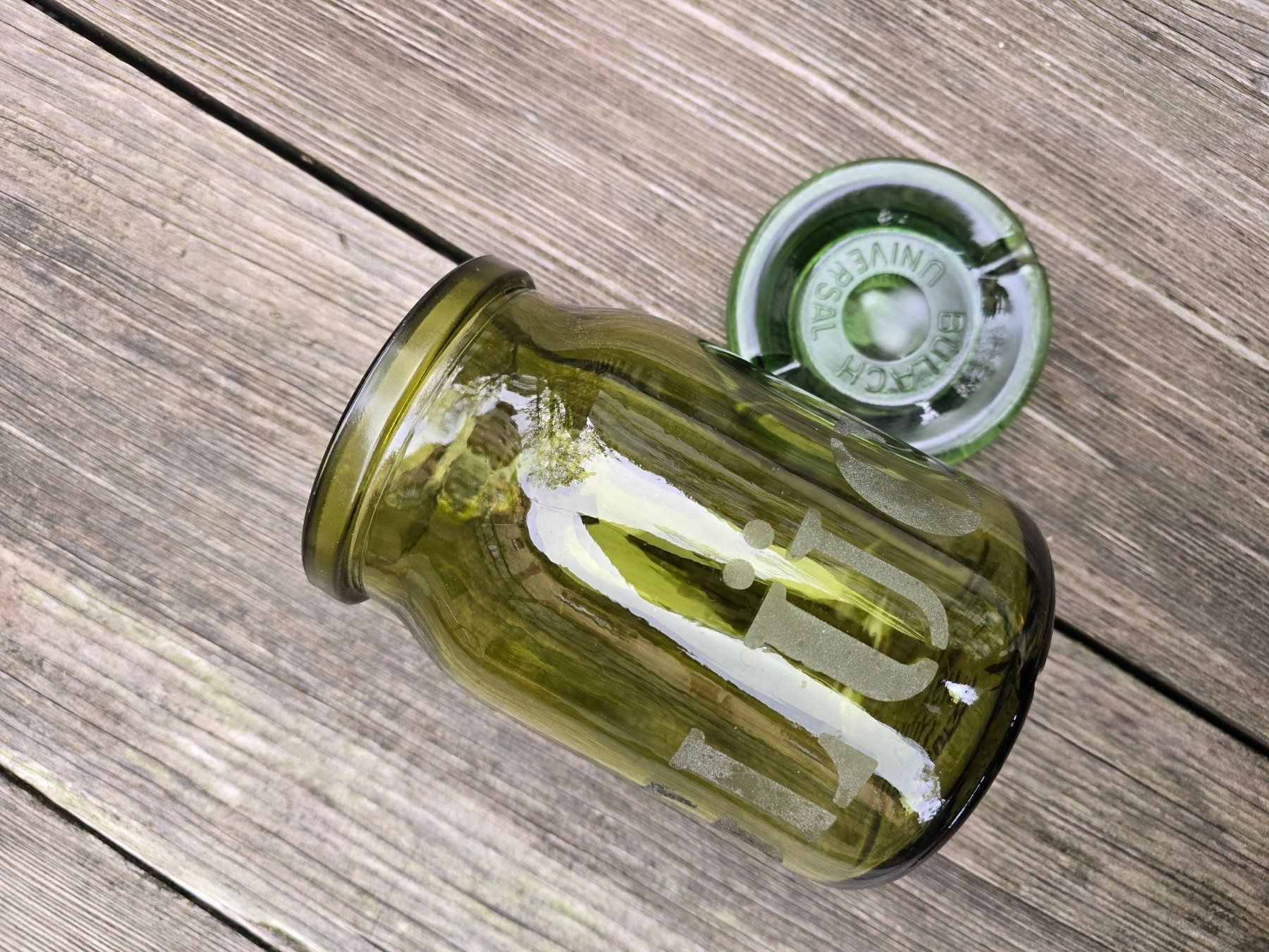 Bülacher Behälter & Ähnliches: Glas: Bülacherglas mit Einritzung GLÜCK – Gebraucht aus Romanshorn von Rachacha 2