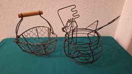 2 Metall Körbchen  "Herz und Huhn"