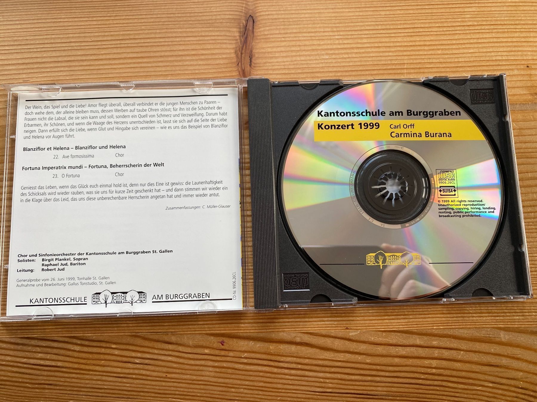 CD: CD - Konzert 1999 - KSSG - Carl Orff – Usato da St.Gallen venduto da kingsamas 5