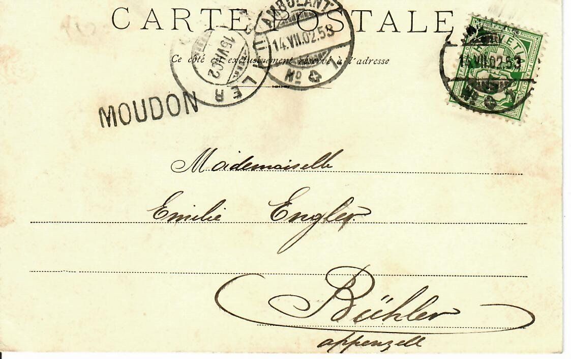 Cartoline postali: Hotel de la Gare Moudon  1902 - Stabstempel – Usato da Hochdorf venduto da Ziegel-16 1