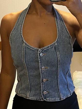 Denim Neckhaltertop, Size M