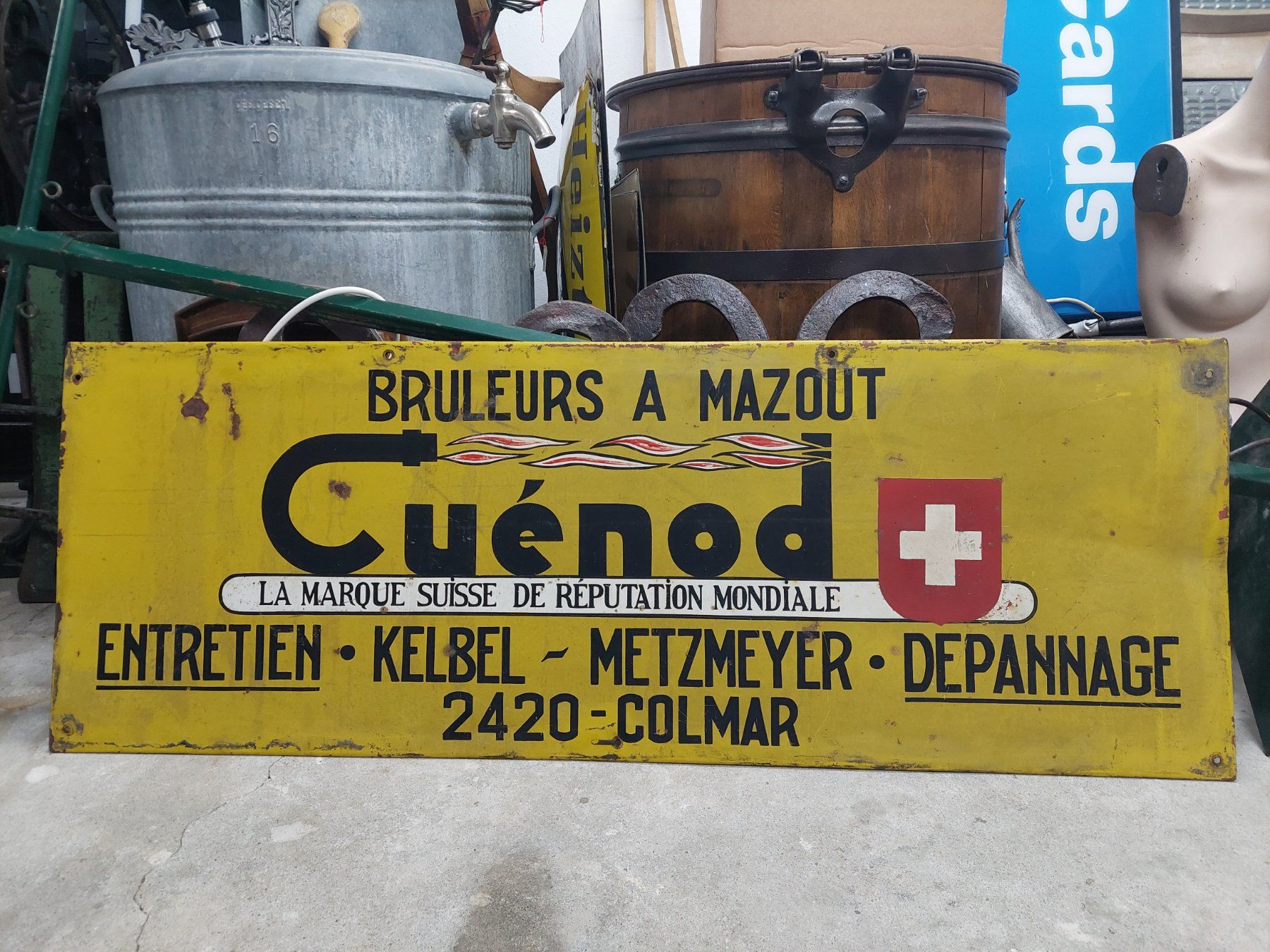 Insegne: Blechschild Cuenod. CH Brenner, Vertretung Colmar FR – Usato da Siblingen venduto da rantiques 4
