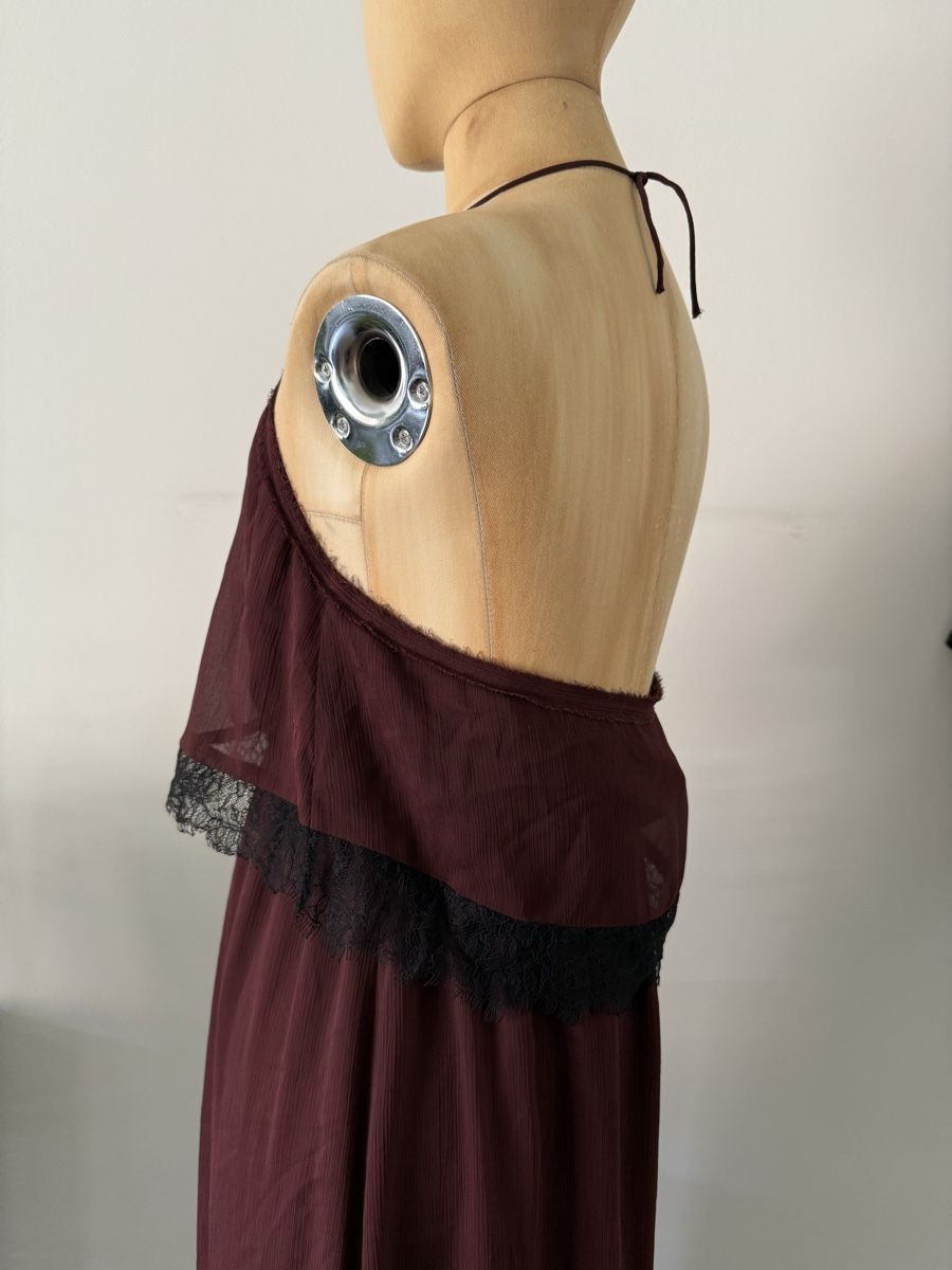 H&M Vestiti: H&M Langes Kleid Bordeaux Spitze elegant Chiffon, Gr. L – Usato da Lugano venduto da rebecca.wardrobe 7