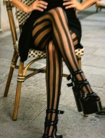 Collant a righe nero, taglia unica - look di tendenza!