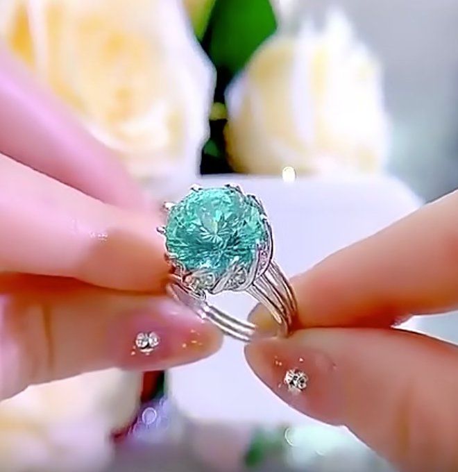 Anelli: Bague en argent 925 Diamant Lab blue 2 ct. – Usato da Genève venduto da TradeCH 1