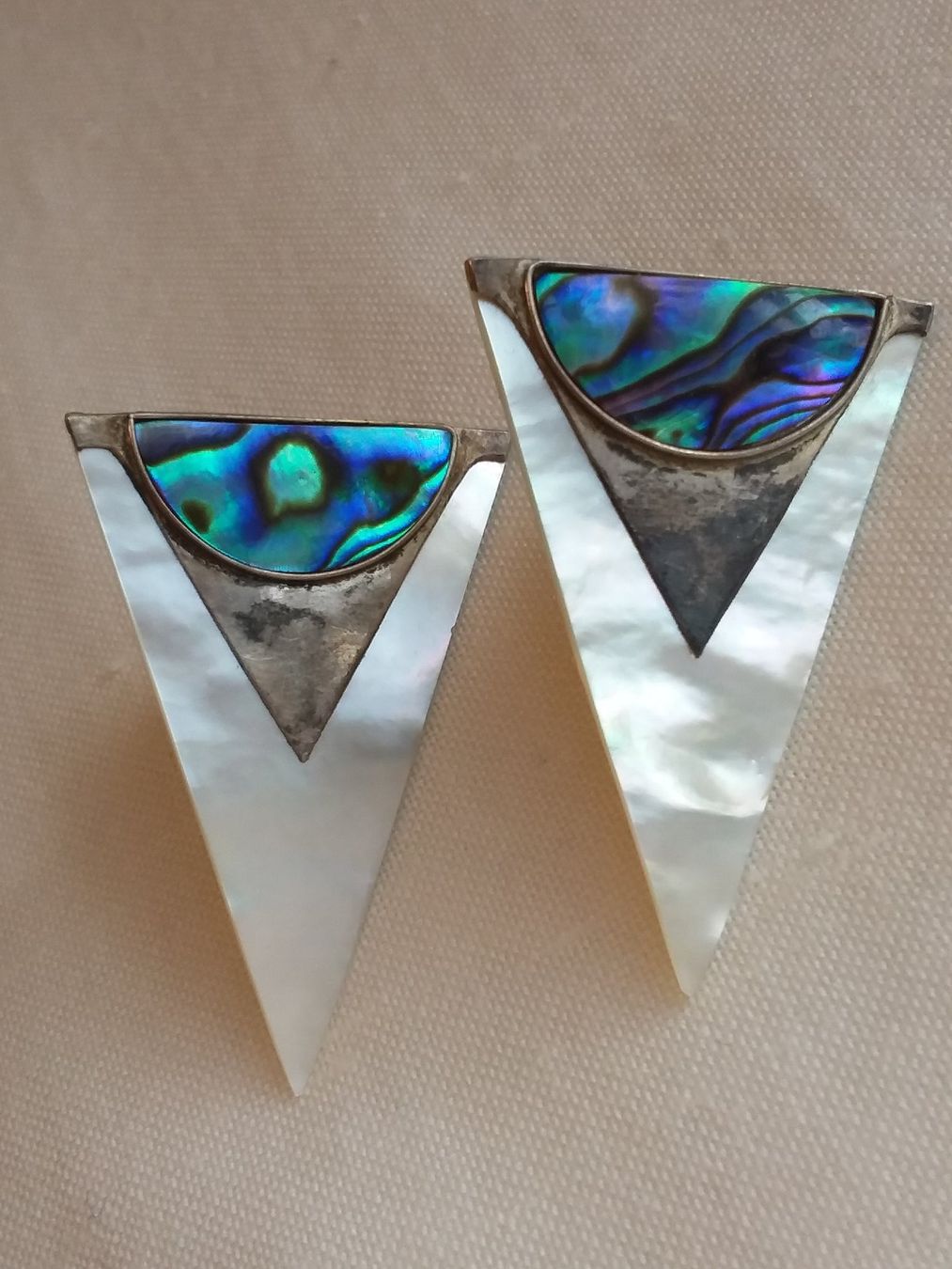 Orecchini pendenti & Orecchini a lobo: Vintage Silber Perlmutt Abalone Ohrstecker – Usato da Zürich venduto da gutsan 1