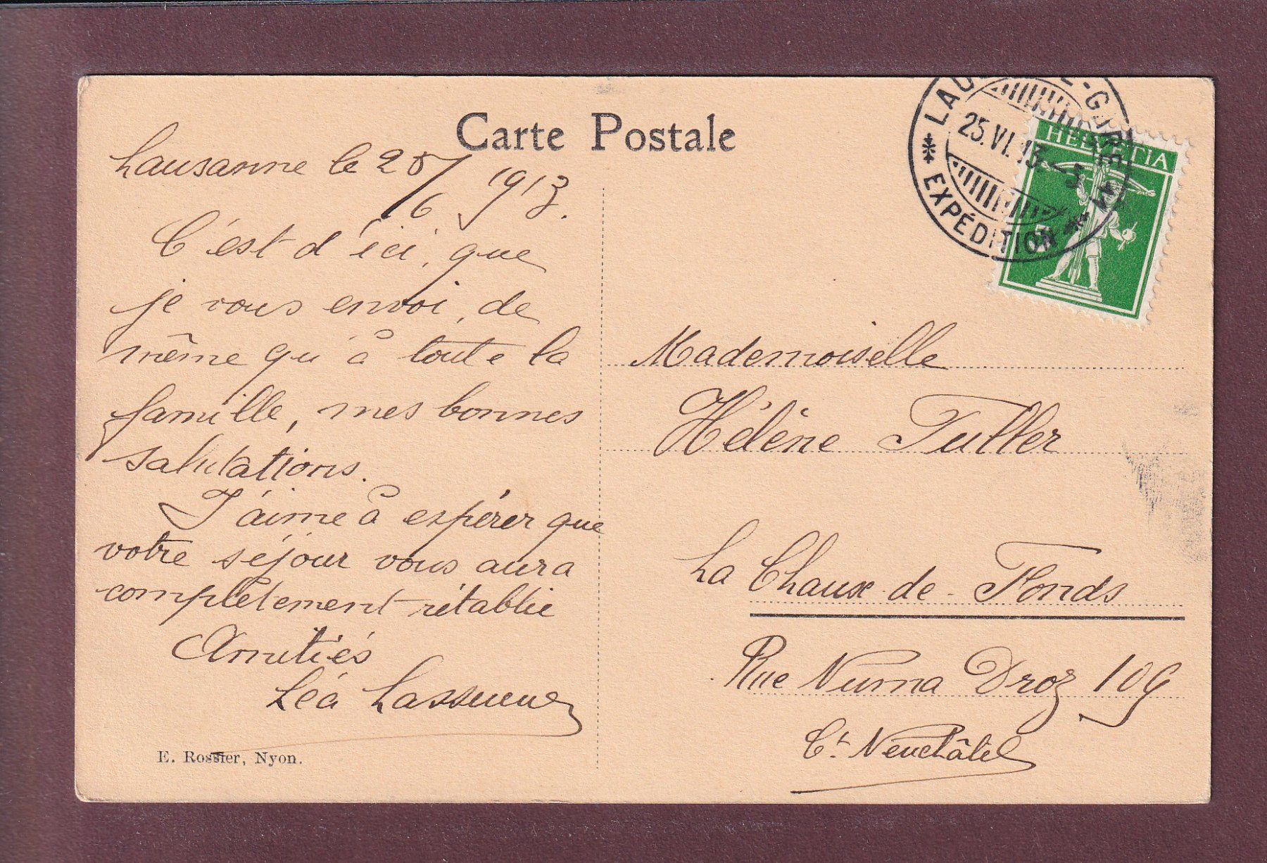Ansichtskarten: LAUSANNE - Sauvabelin - 1913 – Gebraucht aus Pully von nicecards 1