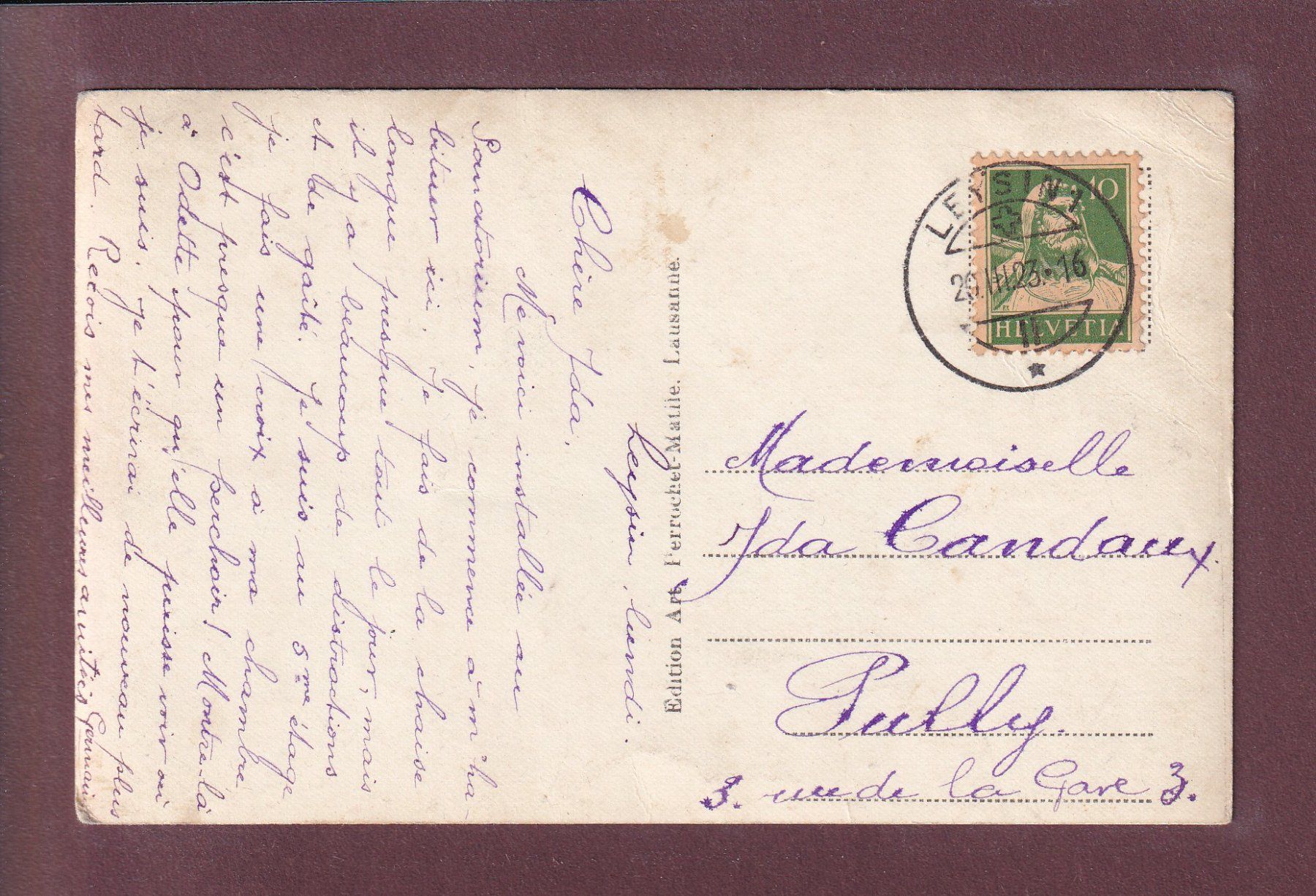 Cartoline postali: LEYSIN - Sanatorium Populaire - 1923 // pli d'angle // – Usato da Pully venduto da nicecards 1