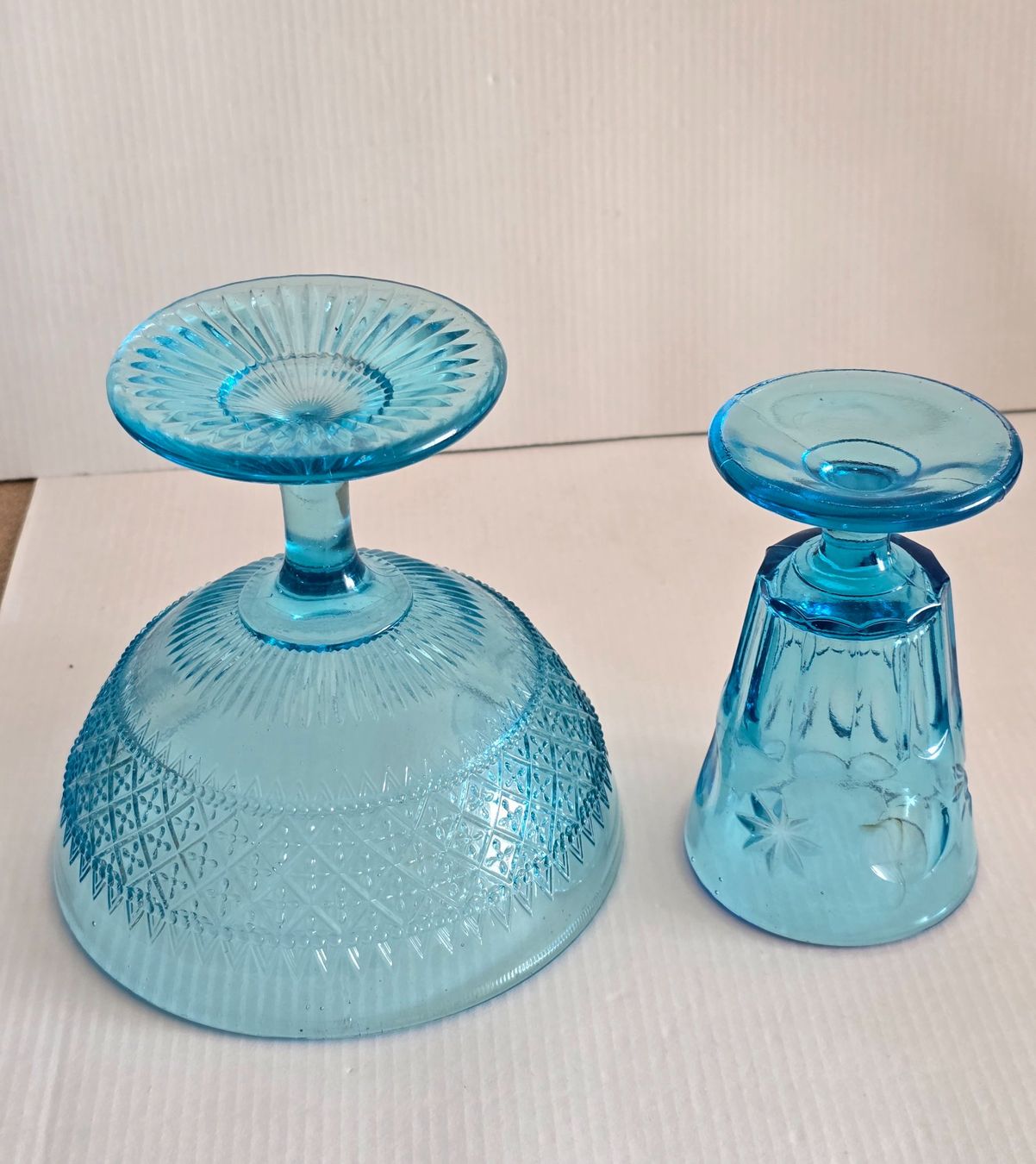 Bicchieri: 2 antike Glasgefässe, ca 1900 - 1920 in blau – Usato da Rheinau venduto da MakalekaAloha 5