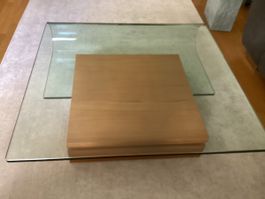 Couchtisch Glas Holz Quadratisch Guter Zustand