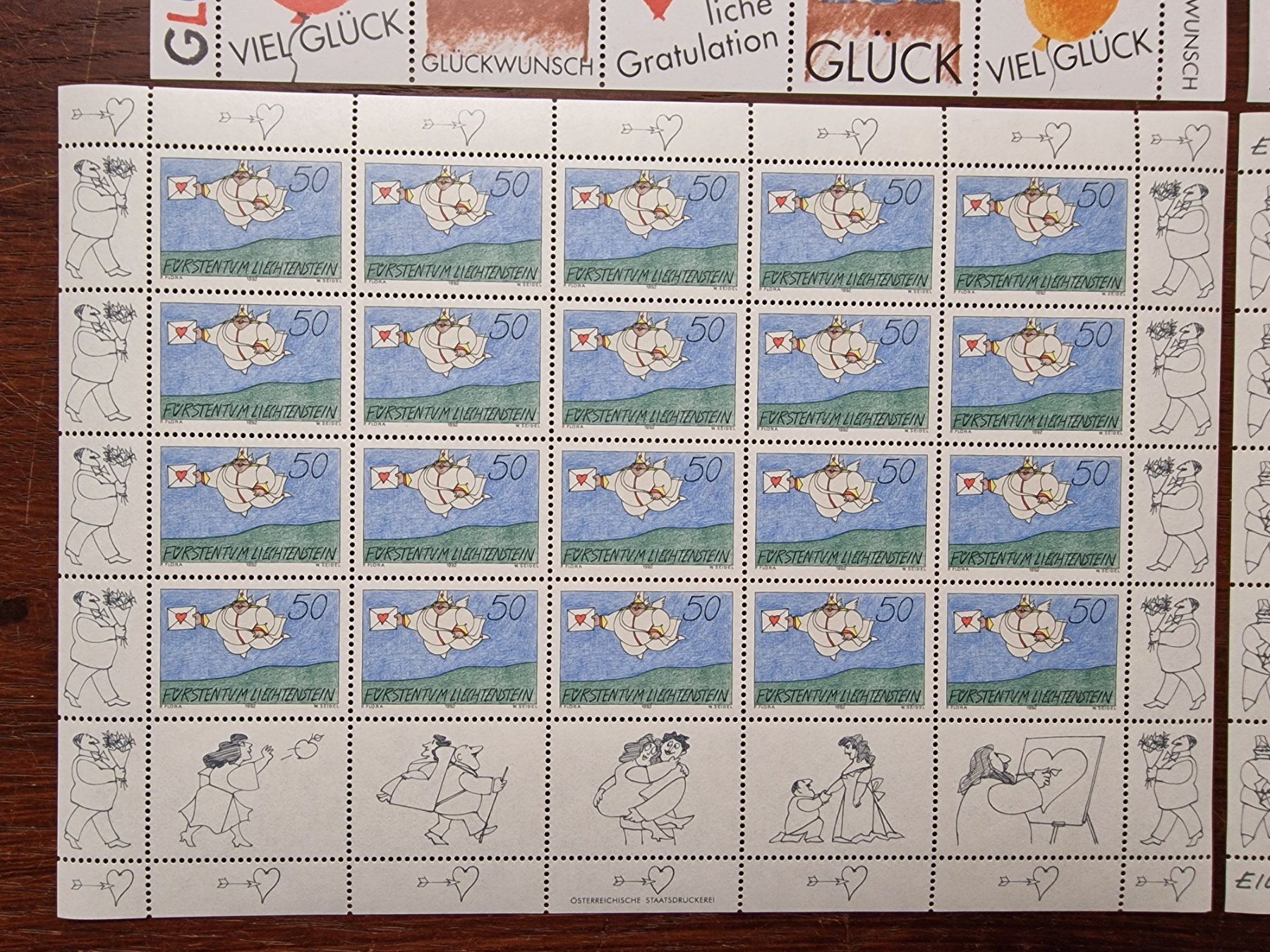 Tutti i francobolli: FL 1992 Serie Bögen "Botschaften" ** /1041/44 – Usato da Aesch LU venduto da briefmarken.uray 5