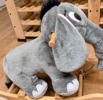 Rocking Elephant Plush Toy Wooden Rocker Good Condition