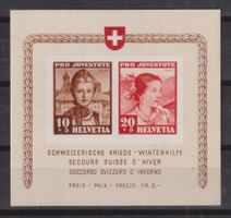Block Pro Juventute 1941** unten min. Kerbe / Eckbug