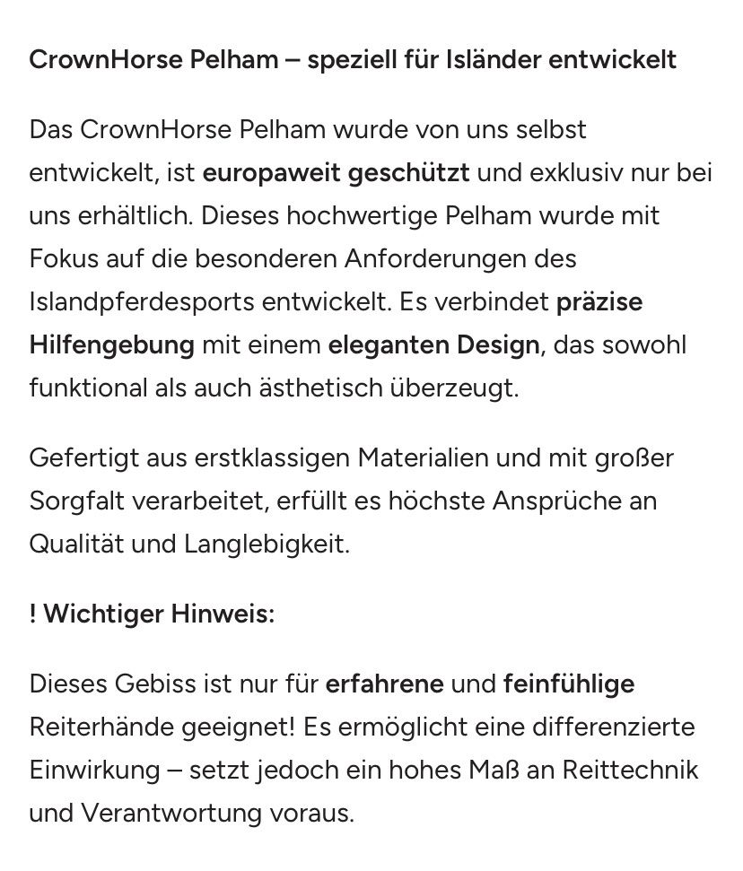 Pelham Briglie & Cavezze: Trense, Pelham von Crownhorse – Usato da Ottenbach venduto da Titus7 1